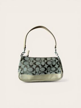 Coach Signature Monogram Shoulder Bag in Sage and Black